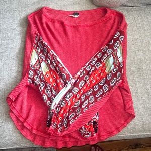 Free People Blossom Printed Balloon-Sleeve Thermal Sweater